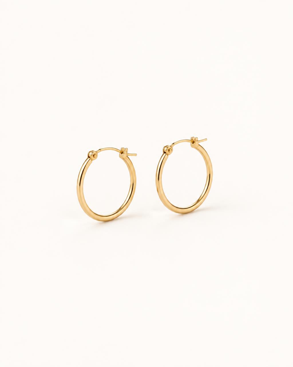 Small thin gold hoop earrings